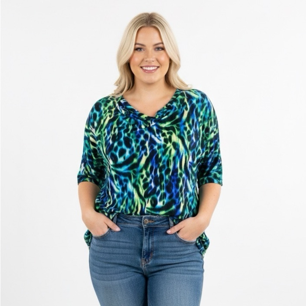 American City Wear abstract print top blouse size 3X